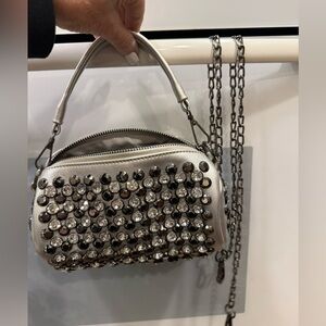 Small party handbag with detachable crossbody/shoulder chain